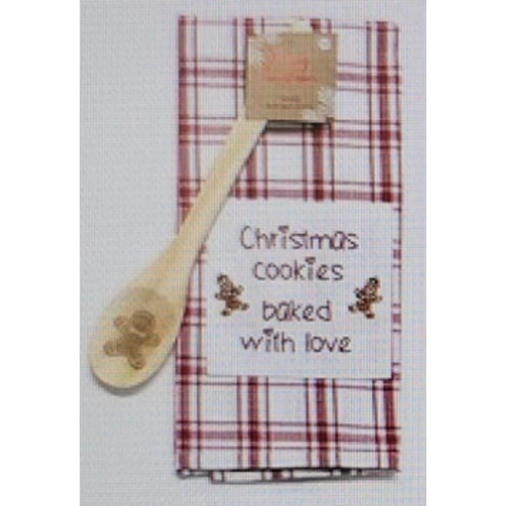 2pk Merry Christmas Kitchen Towel & Spoon (Christmas cookies baked with love)